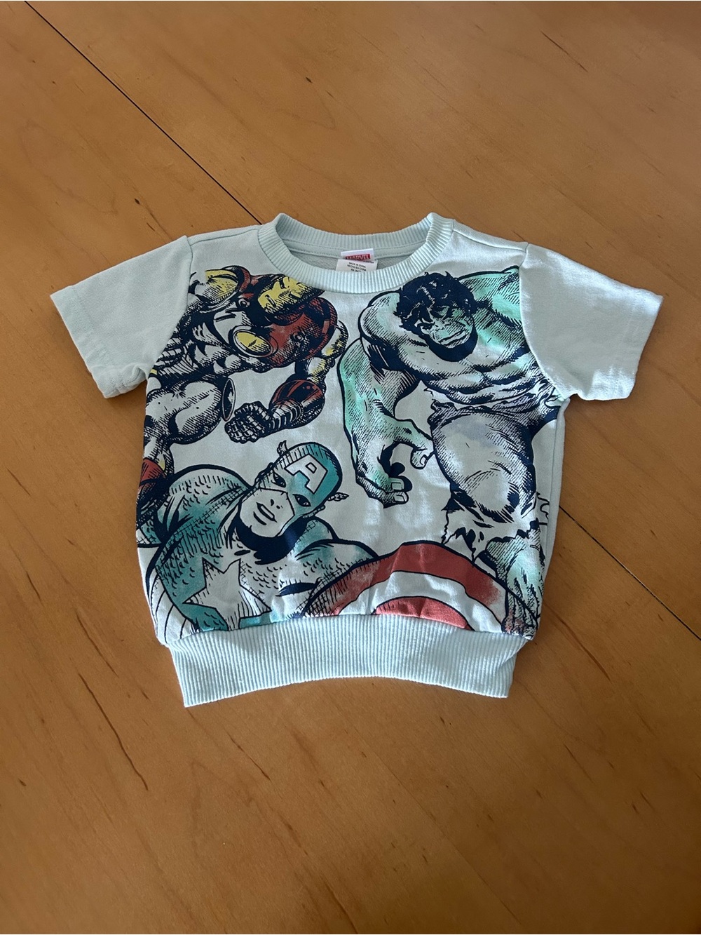 Marvel Kids Short Sleeve Tee in Mint Green with Avengers Art
